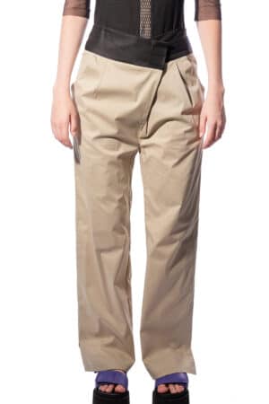 Cross-front wrap pants with wide legs 1