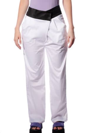 Cross-front wrap pants with wide legs 1