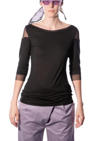 Shirt with boat neck and half sleeves 1