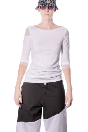 Shirt with boat neck and half sleeves 1