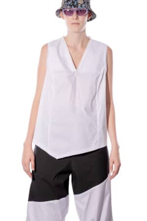 Blouse with zip V-neck 1