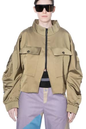Jacket with draped sleeves 1