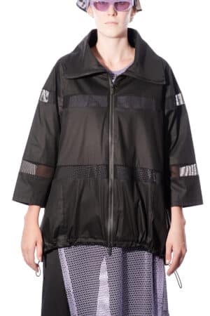 Windbreaker style jacket with transparent stripes 1