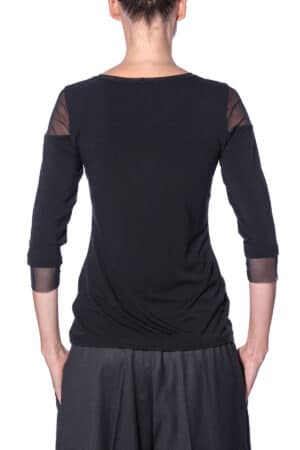Jersey top with mesh V-neck 2
