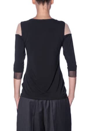 Jersey top with mesh V-neck 2