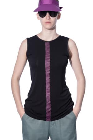 Sleeveless jersey top with accent stripe 1