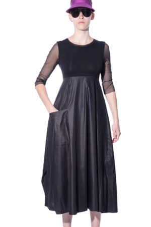 A-line dress with mesh sleeves 1