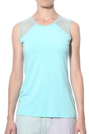 Sleeveless jersey top with micro-mesh details 1