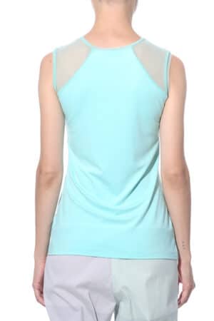 Sleeveless jersey top with micro-mesh details 2