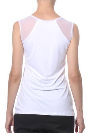 Sleeveless jersey top with micro-mesh details 2