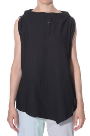Slit-shoulder blouse with short standing collar 3