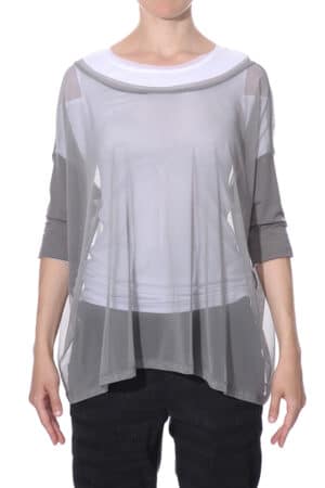 Mesh top with 3/4 sleeves 1