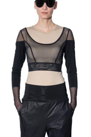 Long-sleeve mesh crop top 1