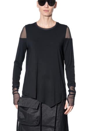 Long sleeve top with mesh shoulders 1