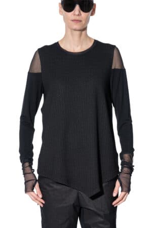 Long sleeve top with mesh shoulders 1