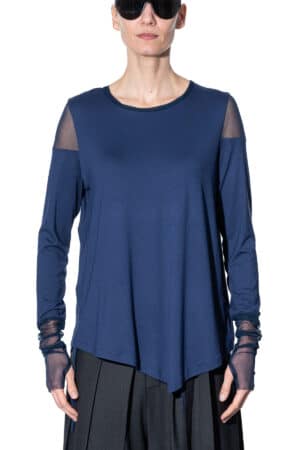 Long sleeve top with mesh shoulders 1