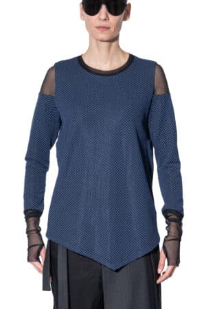 Long sleeve top with mesh shoulders 1