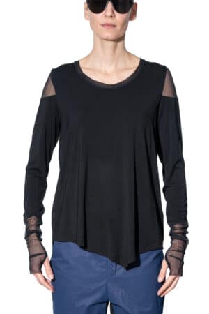 Long sleeve top with mesh shoulders 1