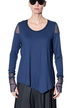 Long sleeve top with mesh shoulders 1