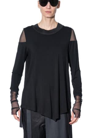 Long sleeve top with mesh shoulders 1