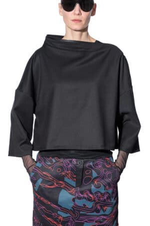 Sweater with asymmetric zip collar 1