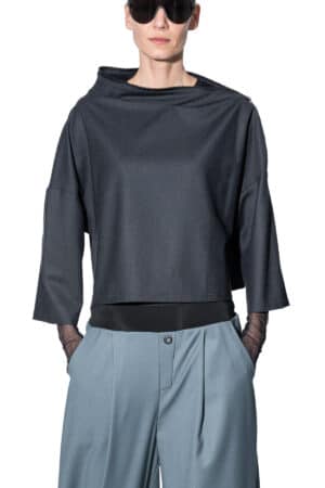 Sweater with asymmetric zip collar 1