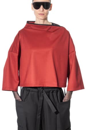 Sweater with asymmetric zip collar 1