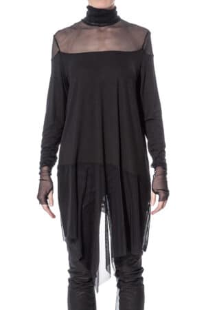 Longsleeve top with mesh turtleneck and skirt 1