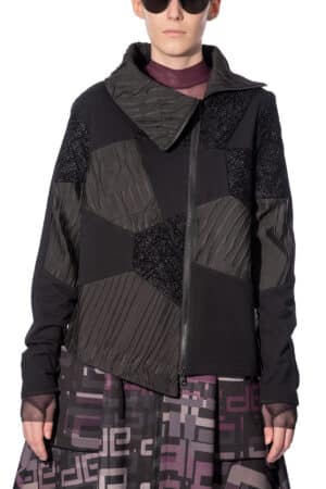 Patchwork-Jacke mit weitem Rollkragen 1