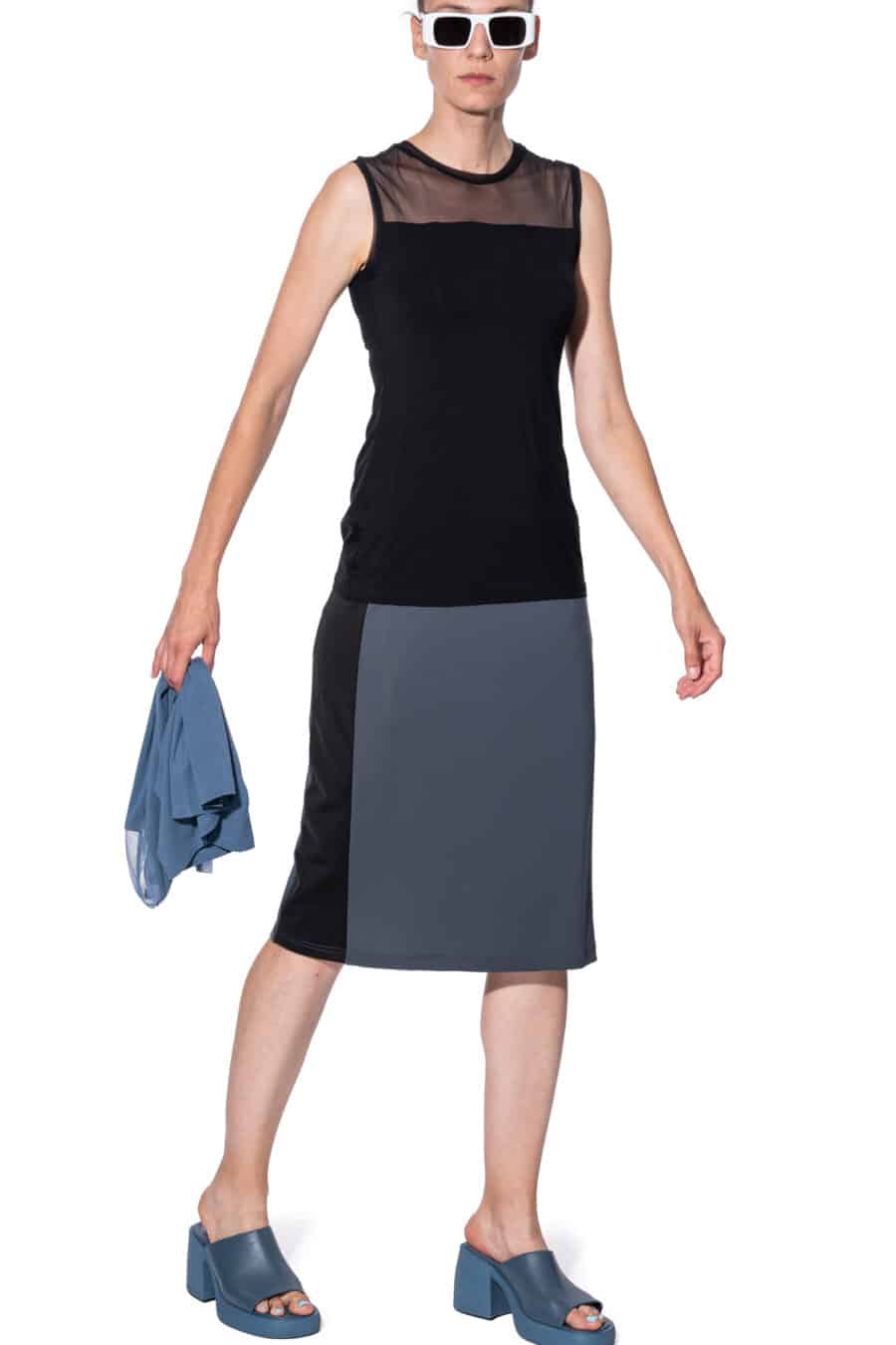 Sleeveless top with mesh yoke - Image 3