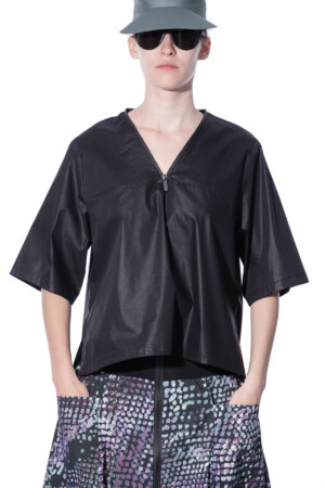 Blouse with zipper V-neck 1